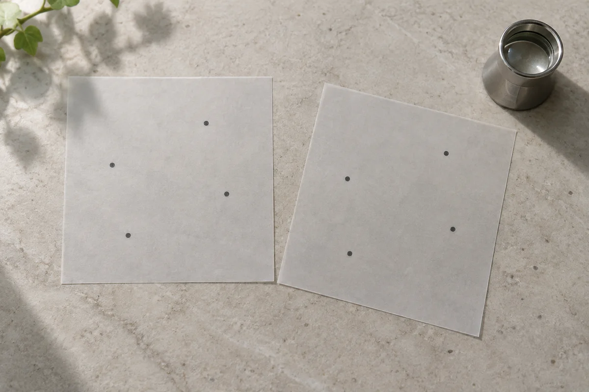 Two drafting sheets showing corresponding point arrangements