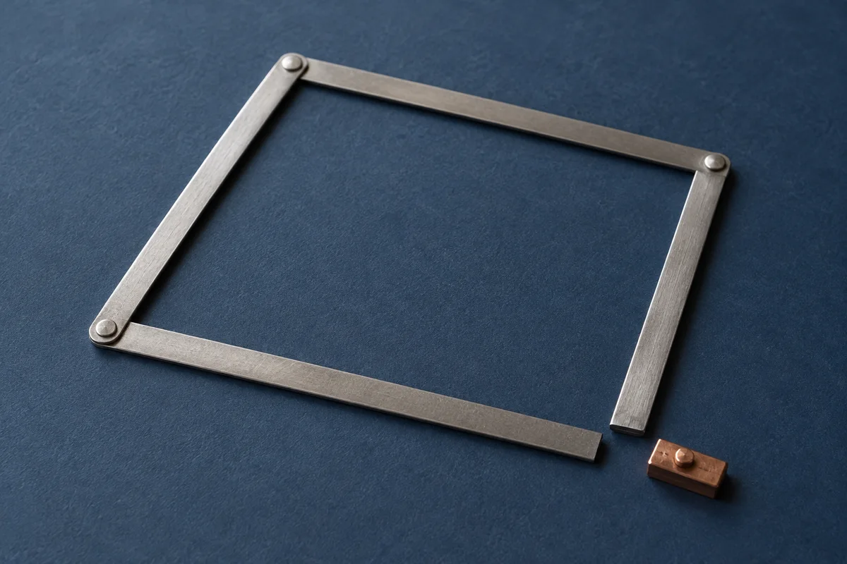 Four metal bars forming an open perimeter with a small end gap